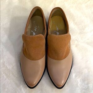 Free People 2 Tone Tan Leather & Suede Loafers- size European 38/ US 7.5